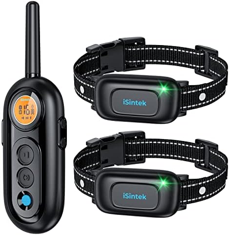 iSintek Training Collars for 2 Dogs with Remote, [Advanced Safety Design] Dog Shock Collar for Small Medium Large Dogs (8-120lbs), 3 Training Models Shock Collars for 2 Dogs