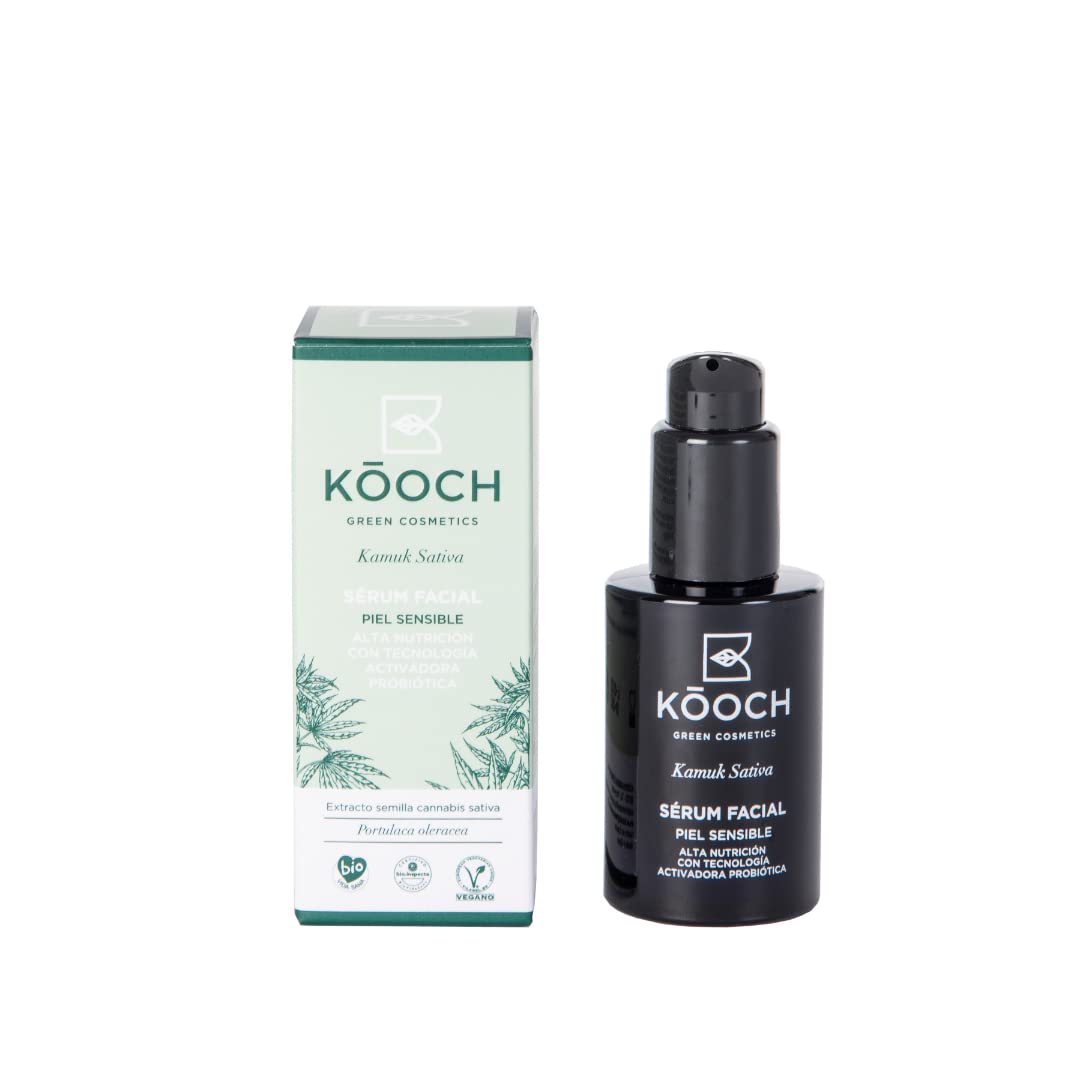 Kooch Green Cosmetics | Sérum Facial Piel Sensible vegano Kamuk Sativa 30ml | Skin care | Extracto de cannabis y tecnología activadora probiótica | Serum acido hialuronico