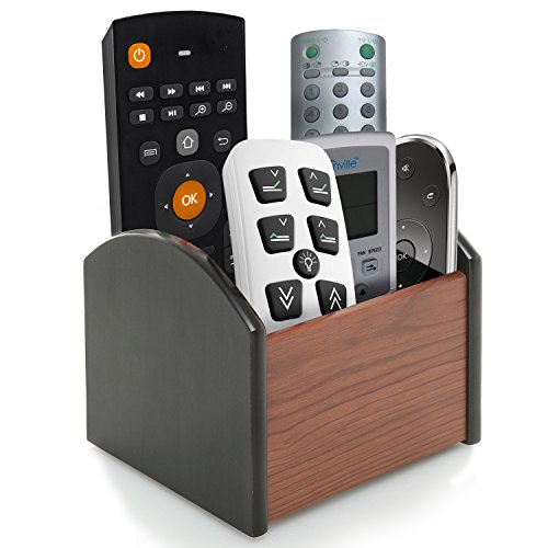 MyGift Organiseur de bureau rotatif en bois, 4 compartiments, pour télécommande et rangement Cover