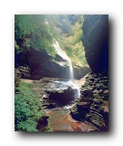 Watkins Glen New York Waterfall Nature Woods Scenery Wall Decor Art Print Poster (16x20)