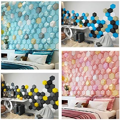 Miniatura 7 de TINTON LIFE 5PCS 3D Hexagon Wall Foam Brick Autoadhesivo Wall Sticker Wallpaper Pared Bumper (Negro)