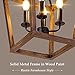 Farmhouse Chandelier Light Fixture for Kitchen Dining Room, 4-Light Rustic Pendant Hanging Ceiling Light Height Adjustable in Oak Wood Finish, Cage Lantern Lighting with E12 Base for Hallway Foyer