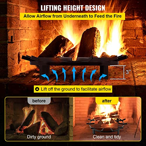 Vbenlem 24In Fire Grate Log Grate,Wagon Wheel Firewood Grates 12 Iron Bars, Fireplace Grates Burning Rack Holder 4 Legs For Indoor Chimney, Hearth Wood Stove And Outdoor Camping Fire Pit #TOP3
