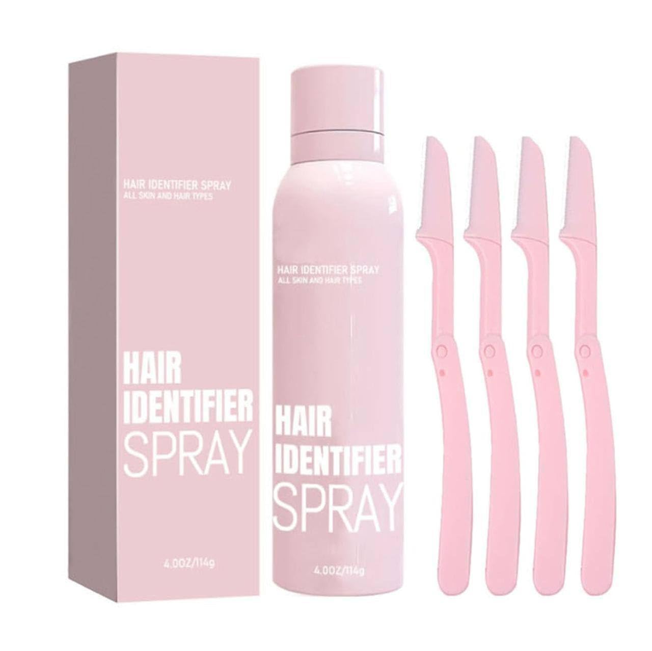 Hair Identifier Spray with 4 Precision Eyebrow Razors | Professional Hairline Marking Spray for Wig Installation, Facial Hair Removal | 114g Grooming Kit-image-1