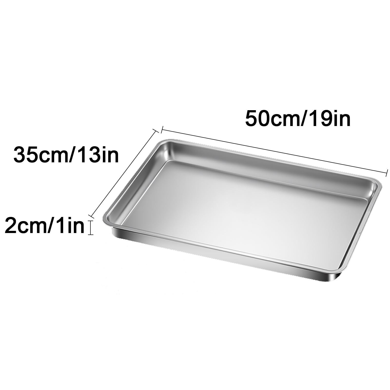 Bandejas Acero Inoxidable, Bandeja Horno, Bandeja Profunda para Lasaña para Horno Tostador, Focaccia, Pescado, Pollo y Cazuela(50x35x2cm/19x13x1in)