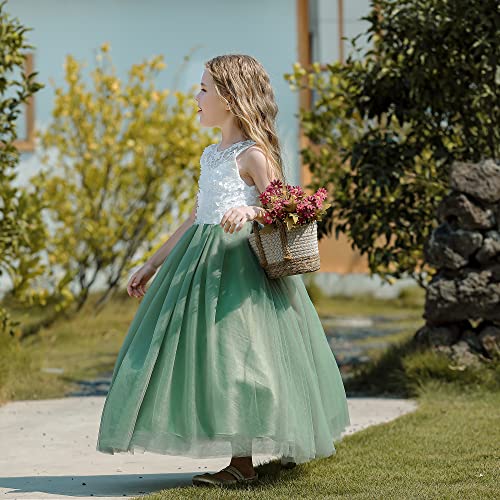 Lace Flower Girl Dress Bridesmaid Tulle Wedding Formal Pageant Communion Dresses Boho Birthday Party Ball Gown Size 4-133