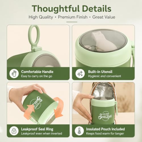 Image of Insulated Stainless Steel 1060ml Lunch Box with 350ml Tumbler | Leakproof Hot Cold Food Container | BPA-Free Cute Tiffin Box for Kids, School, Office, Travel, Picnic (Mint Green)