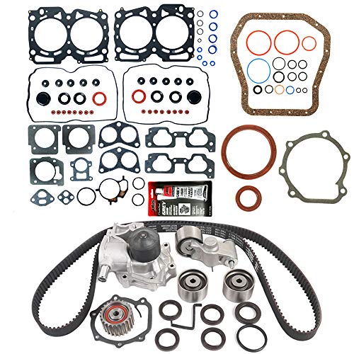 MOCA Timing Belt Kit & MPLUS Head Gasket Set & Lower Gasket Set Compatible for 1999-2003 Subaru Legacy Impreza Forester Outback 2.5L H4 EJ25 SOHC