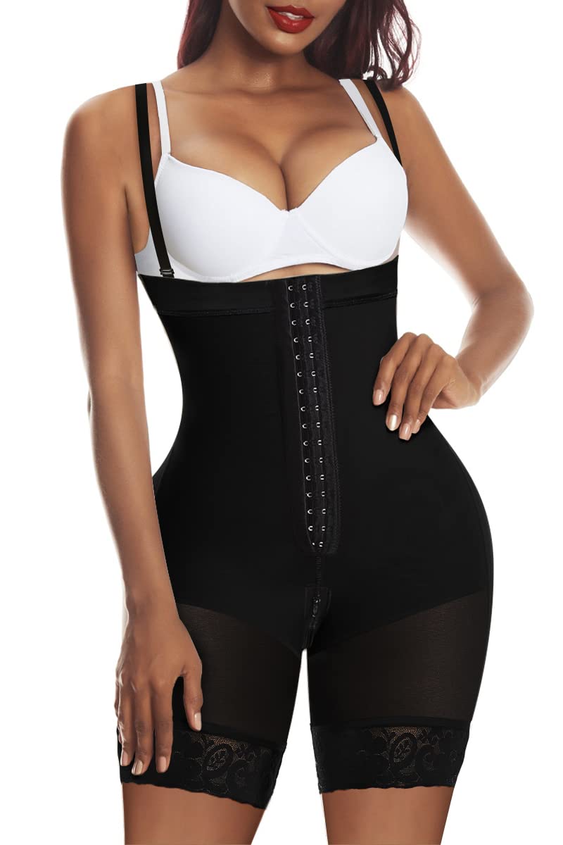 YIANNA Fajas Colombianas Shapewear for Women Tummy Control Body Shaper Butt Lifter Thigh Slimmer with Zipper Crotch