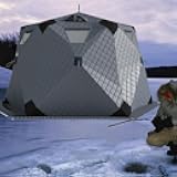 2.6M Portable Ice Fishing Shelter with Stove Jack - 420D Insulated Hexagon Pop-Up Tent for 3-5 People, Lightweight, Durable Ice Huts, Perfect for Winter Fishing Adventures
