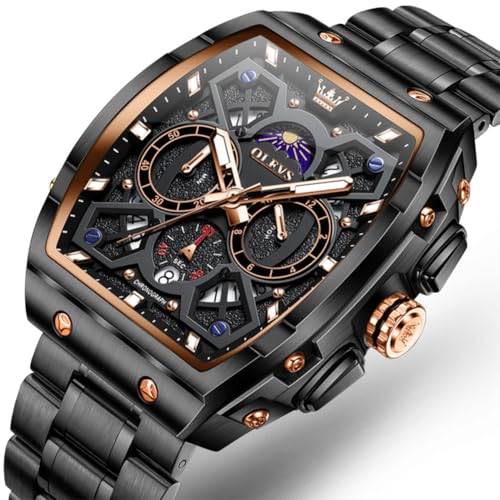 Image of OLEVS Men Watches Square Business Dress Diamond Analog Quartz Date Luxury Watch for Men Casual Stainless Steel Waterproof Luminous Wrist Watch