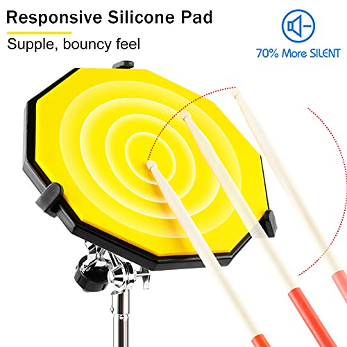 Drum Pad Stand Kit Practice Drum Pad Set 12 Inch Ultra Silent Drum Pad Practice Pad Bundle With Snare Drum Stand, Real Feel Silicone Pad For Beginners By Vangoa #TOP1