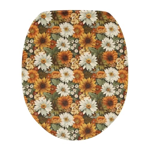 Bivxisrvo Thanksgiving Toilet Seat Covers for Bathroom Polyester Fabric Toilet Cover Set Stretch Washable Tank Protector Cover Suitable for Home School Hotel Dormitory Apartment