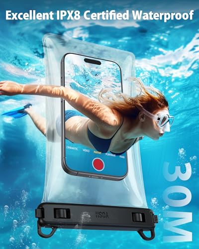 YOSH 8,5 Zoll Große Kapazität Schwimmende wasserdichte Handyhülle [3D Nahtloser Körper], 2 Stück IPX8 TPU Wasserfeste Handytasche, Waterproof Phone Case für iPhone 16 15 Pro Max Samsung S25 S24 Ultra