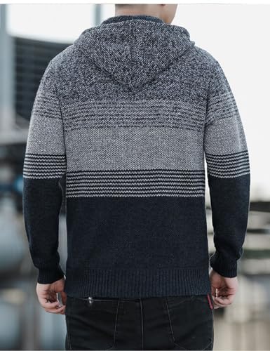 Image of Kinkia Men's Zip Up Hoodies Casual Long Sleeve Full Zipper Sherpa Fleece Lined Knit Cardigan Sweater Jacket with Pockets