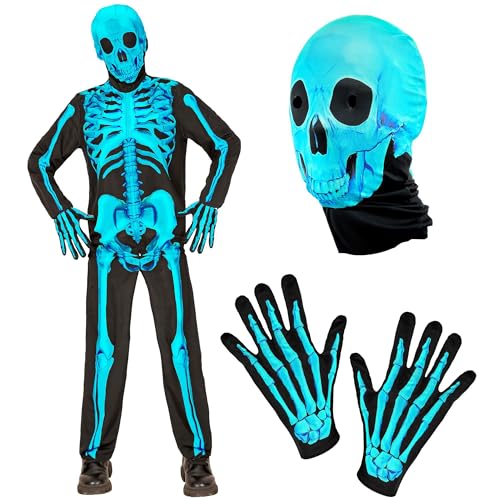 Widmann Kinder-Kostüm Skelett – Overall Mit Riesenmaske, Für Halloween & Partys (Größe 146 Cm)