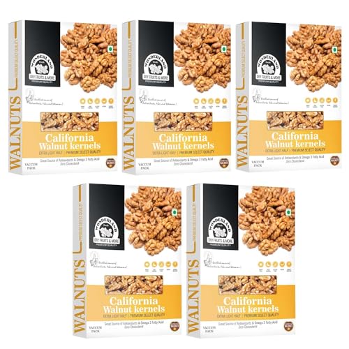 Image of WONDERLAND FOODS (DEVICE) Dry Fruits| California Walnut Kernels Without Shell 200G Pack Of 5