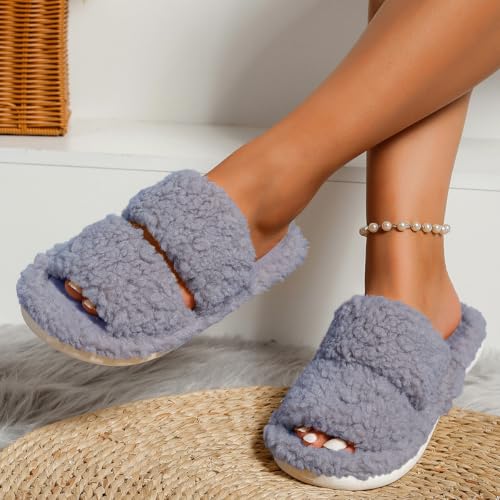 Open Toe Slippers for Women Memory Foam House Shoes Slide Sandals Non Slip Washable4