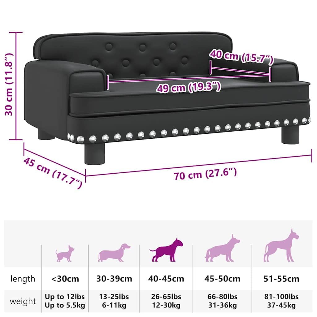 Hundebett Schwarz 70x45x30 cm Kunstleder,Tier- & Haustierbedarf,Haustierbedarf,Hundebedarf,Hundebetten,Schwarz,7.45 kg-171889