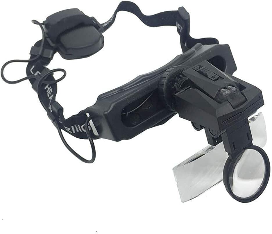Lupen, Kopfbandlupen, Fernglaslupen, Stirnbandlupen, beleuchtete Kopfbandlupen-Visier mit 2 LED-Leuchten für präzises Arbeiten, Juwelier,