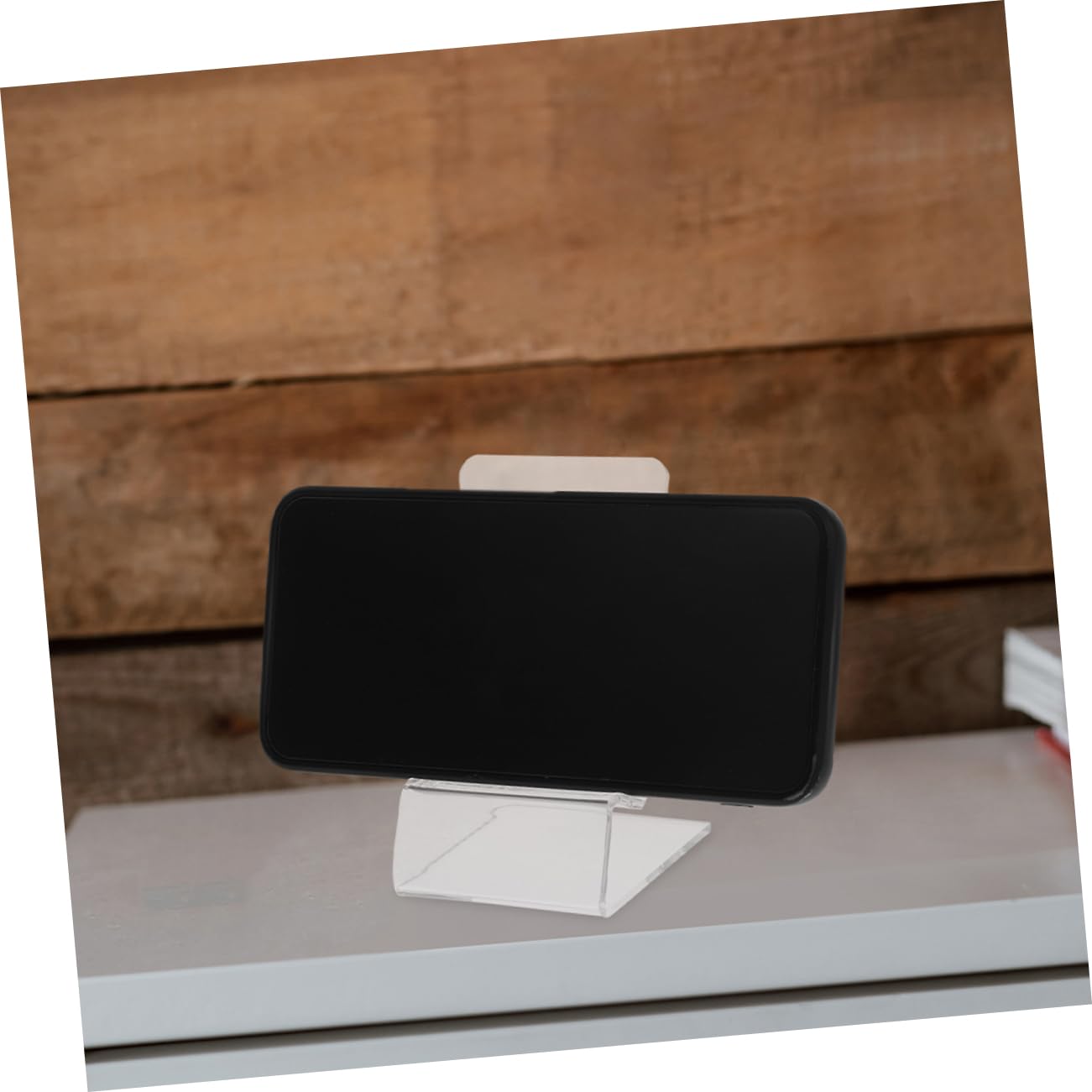 Supporto per Cellulare da Scrivania in Acrilico Trasparente 15 Pezzi | Tablet e Smartphone, Design Compatto e Linee Eleganti, Supporto Stabile per Videochiamate e Visione
