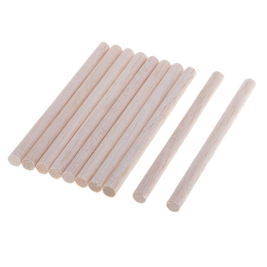 10Pcs Balsa Wooden Sticks Wood Dowel Rods 20pcs 15mm Diameter Craft Unfinished Natural Wood (4 Sizes to Select) - 120mm
