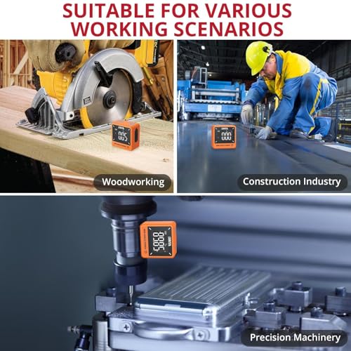 BINTA Digitaler LCD Winkelmesser Neigungsmesser Inklinometer Wasserdicht Winkelmessgerät mit Magnetfuß Wiederaufladbar Wasserwaage für Holzbearbeitung, Orange
