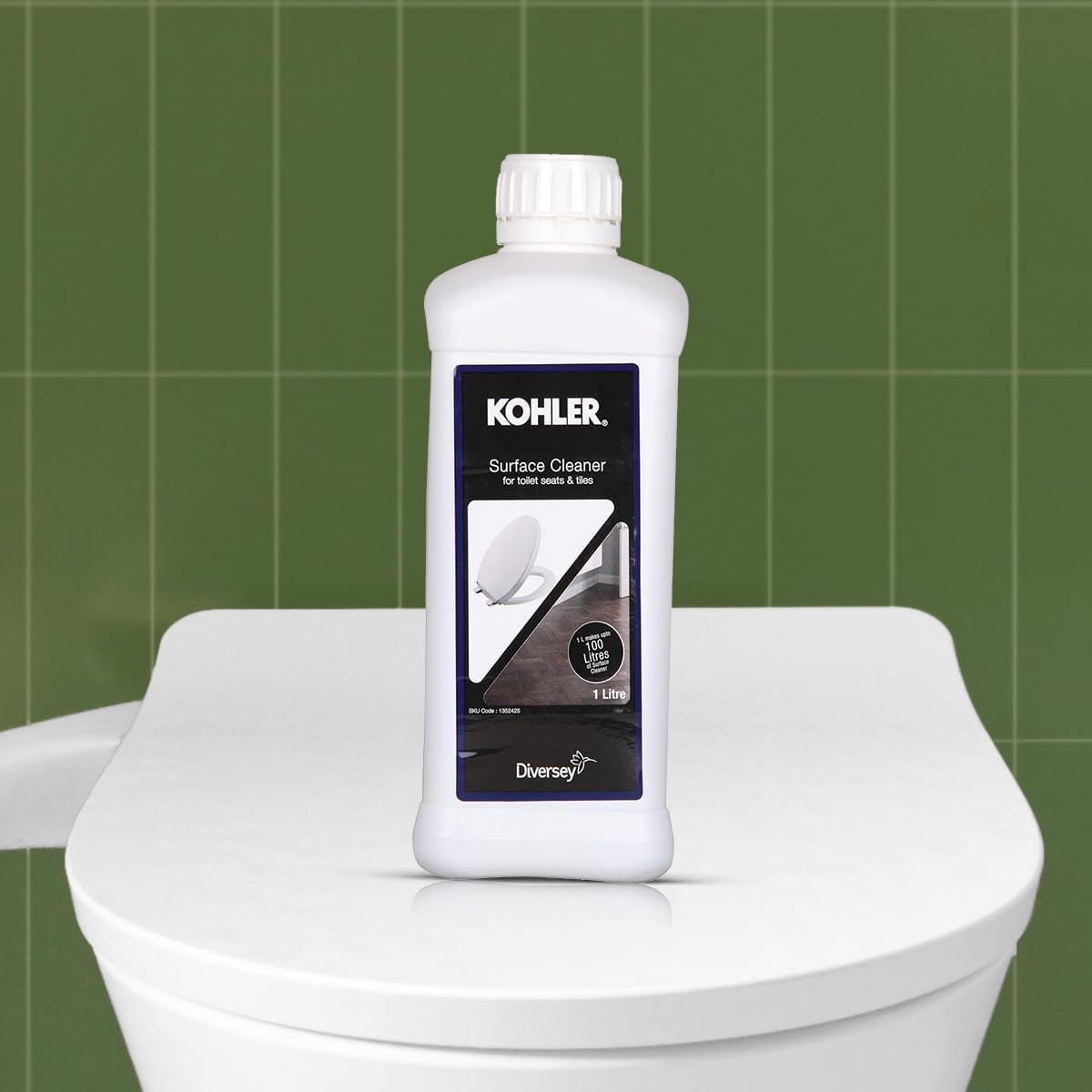 - Kohler Surface Cleaner Liquid for Toilet Seats and Tiles 1000 ml | Alkaline-based Cleaning Solution for Bathroom | Stain & Streak-Free Finish | Safe on Hard Surfaces | Cleans as well as Sanitizes