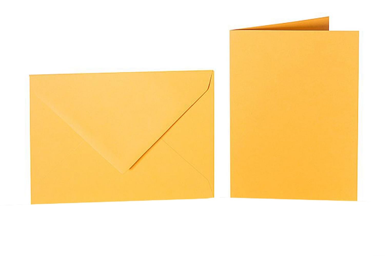 Lot de 500 enveloppes colorées DIN C6 (114 x 162 mm) avec cartes pliées assorties DIN A6 (100 x 150 mm) en jaune-orange