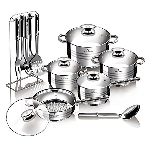 Blaumann Gourmet 12Pc Kookgerei Set Rvs Non Stick Potten Pan met 6 Gereedschap