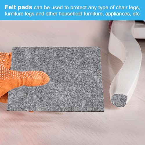 Base de fieltro autoadhesiva y antideslizante gris con grosor de 2 mm para proteger 7