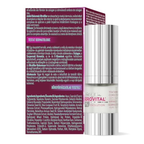 GEROVITAL Anti-Wrinkle Serum for Eyes, Lips and Forehead Area with Hyaluronic Acid, Vitamin A and E,