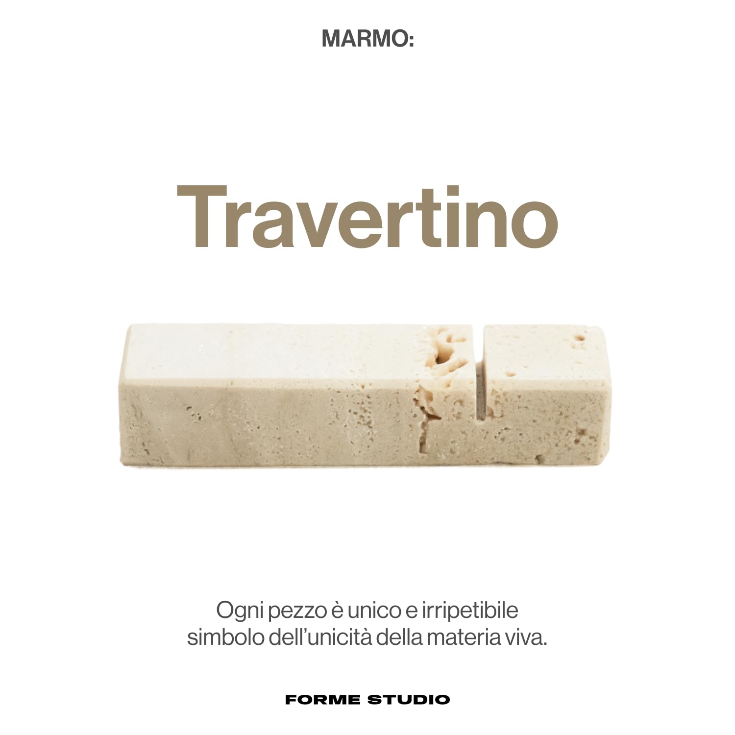 FORME STUDIO Reposacubiertos de mármol Travertino – Juego de 4 piezas artesanales Made in Italy – Accesorios de mesa elegantes – Diseño natural y minimalista – Idea regalo sostenible