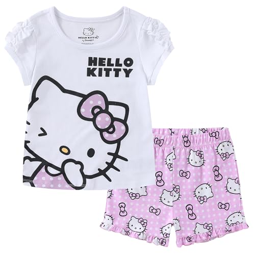 Conjunto Hello Kitty transpirable con camiseta y short elástico para niñas