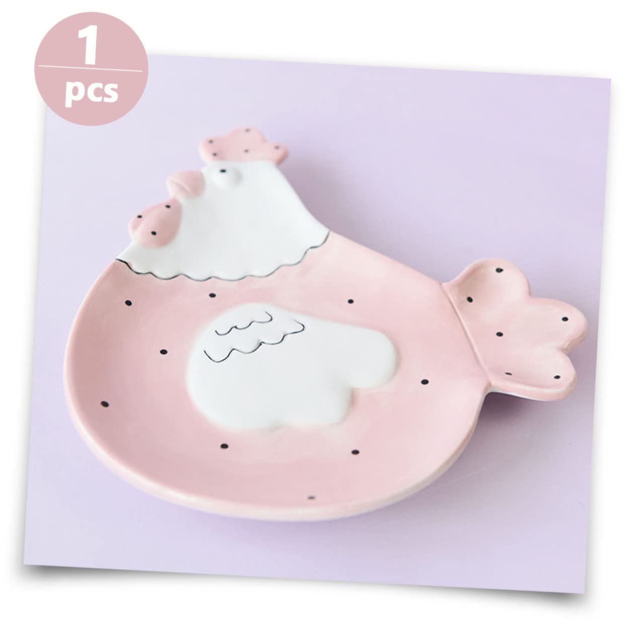 Plato de Cerámica con Forma de Pollo Rosa para Galletas y Postres, Diseño Delicado y Resistente para Bodas y Bares