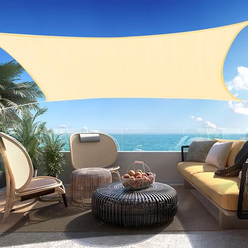 SHADESPEARE 16' x 20' Beige Rectangle Sun Shade Sail Canopy Durable Fabric UV Block Awning, We Make...