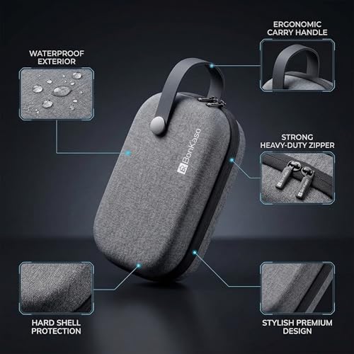 Image of BonKaso Tech Organizer Pouch Hard Shell - Travel Electronics Accessories Case for Charger, USB Cable, Power Bank, Earphones & Hard Drive | Compact EVA Storage Bag - Grey