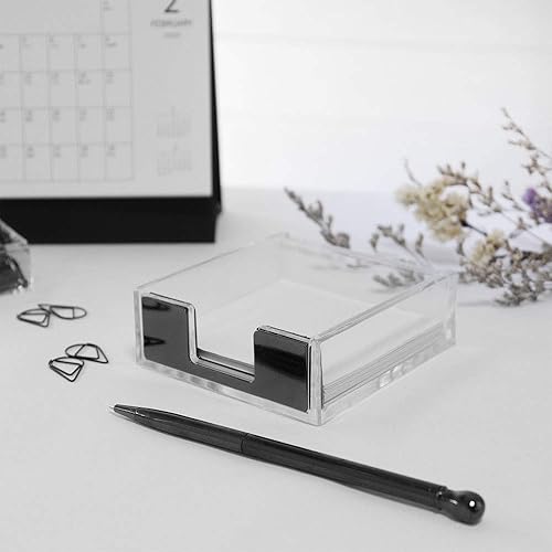 Miniatura 3 de Soporte de notas adhesivas de acrílico, organizador de escritorio, decoración para notas adhesivas de 3x3 (negro)