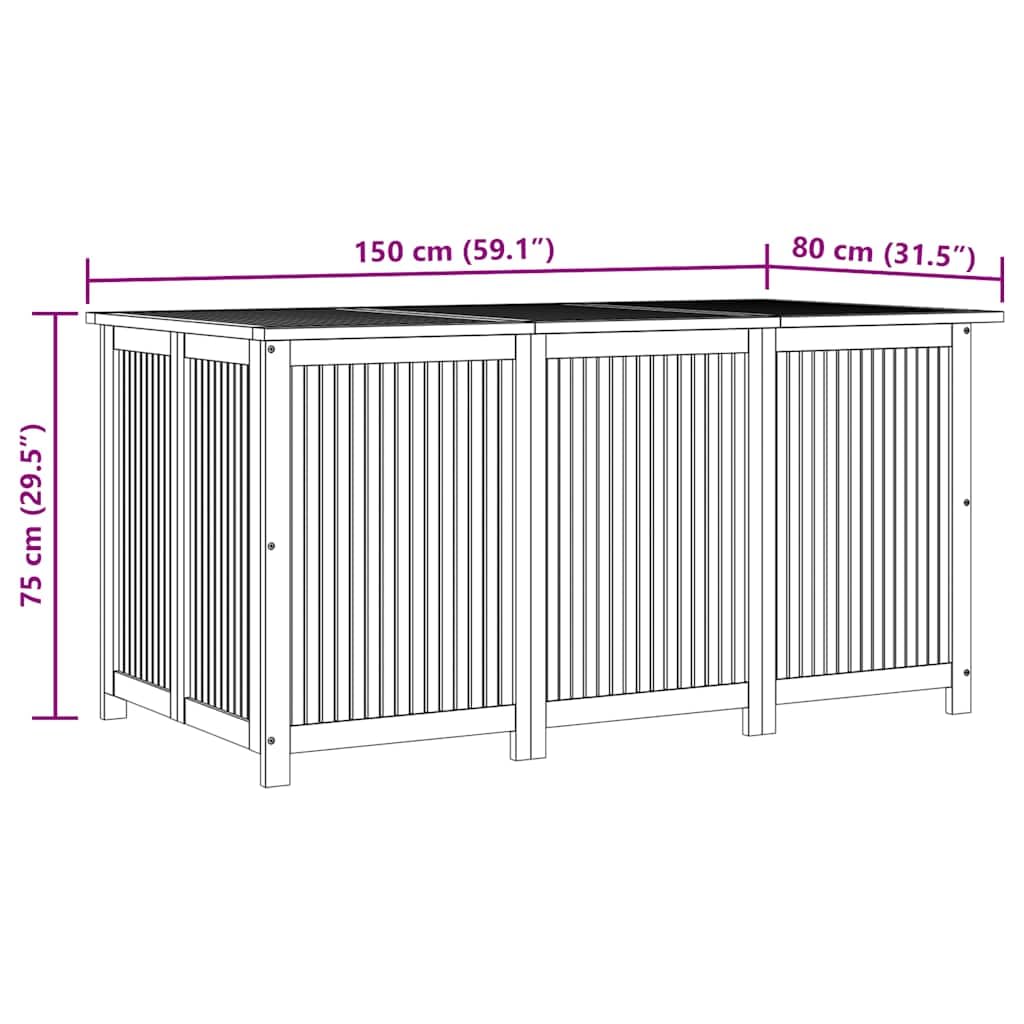 vidaXL Gartenbox, Aufbewahrungsbox mit viel Stauraum, Auflagenbox mit wasserfestem Beutel, Kissenbox Deckenbox Gartenaufbewahrungsbox, Massivholz Akazie