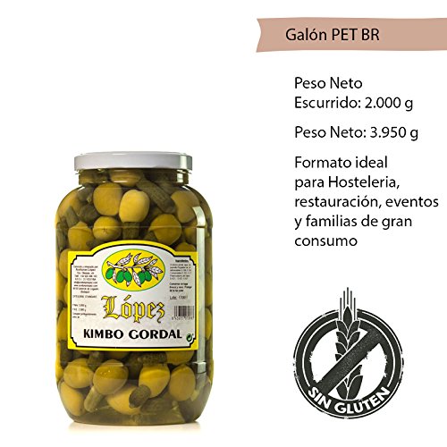 Kimbo Gordal Galón - 2 Kg Aceituna Rellena de Pepinillo | Envío Gratis