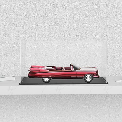Vitrina de presentación acrílica, 10 x 5 x 5 pulgadas, cajas acrílicas para coches de 1:24, vitrinas transparentes con fondo negro mate y tapa