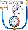 R134A Refrigerator Freon Recharge Hose Kit, R134A AC Refrigerant Charging Hose Gauge, Bullet Piercing Valve Hose Refrigerant Can Tap, R134a Self-Sealing Adapter for Home AC Refrigerant System #3