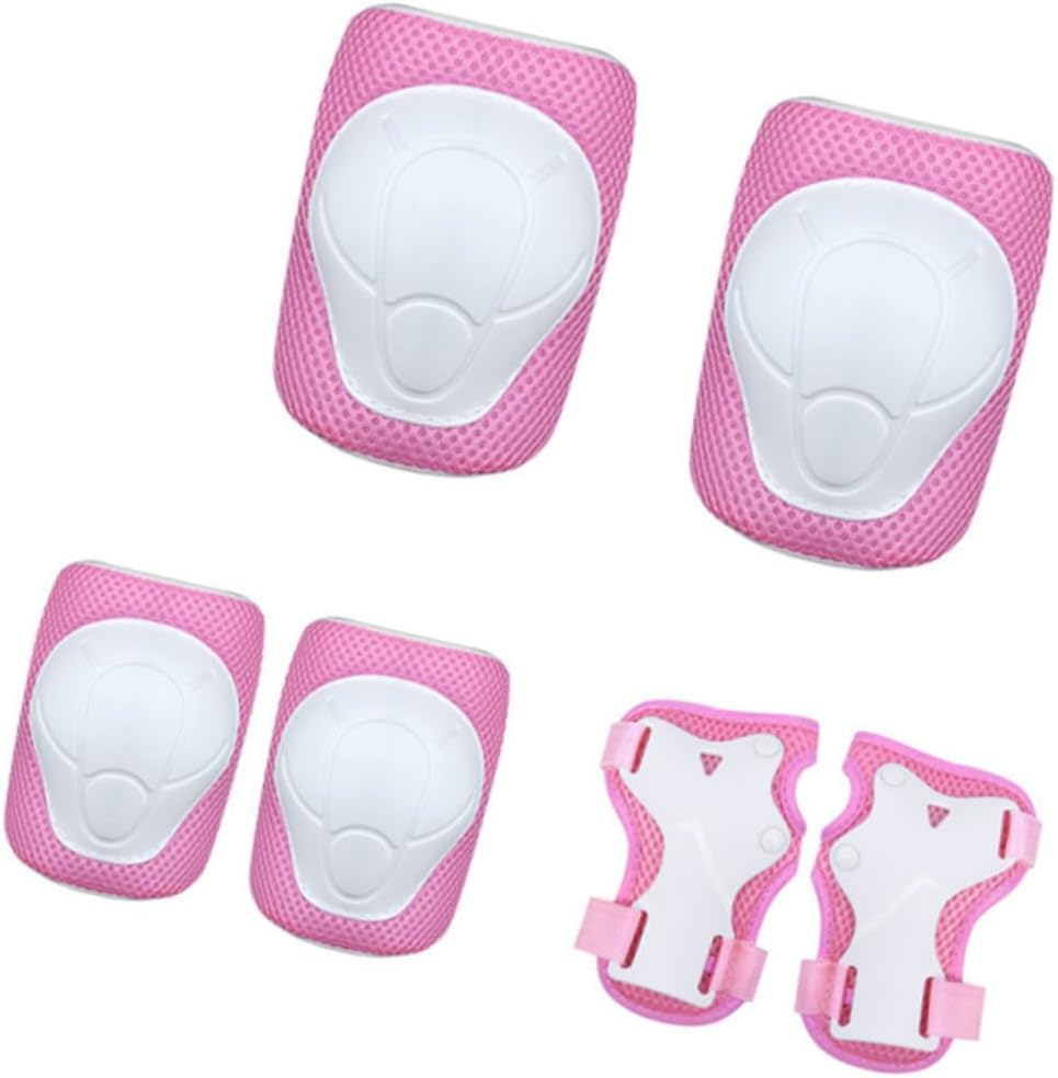 Yardwe 6pcs Boys and Girls Protective Gear Set Elbow Pads Knee Pads Hand Protection for Cycling Skateboarding and Outdoor Sports Pink s