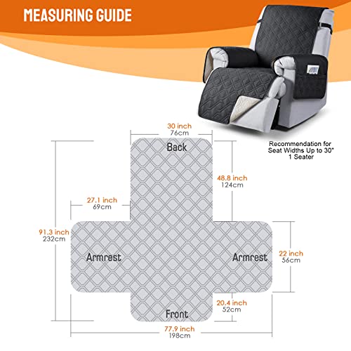 Image of VANSOFY 100% Waterproof Recliner Chair Covers, Recliner Cover Non-Slip Dog Chair Cover Furniture Protector Washable Slipcover with Pocket, Elastic Straps for Pets, Dogs(Black, 30 inch)