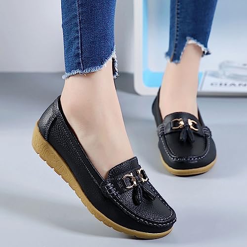 FIRST DANCE Women Penny Loafer Casual Comfort Slip on Shoes Walking Flat Driving Moccasins Wide Width Shoes Ladies(X5272black,5.5) | Image 6