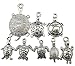 Kinteshun Assorted Tortoise Sea Turtle Charm Pendant Connector for DIY Jewelry Making Accessaries(16pcs,Antique Silver Tone)