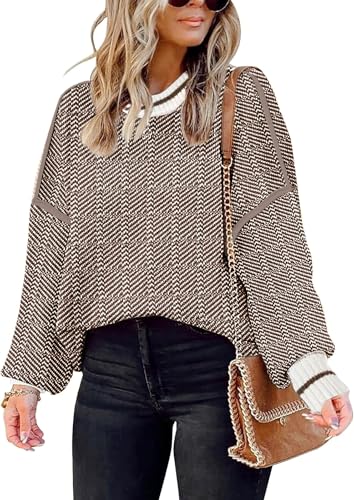 Image of Womens Oversized Sweaters Fall 2026 Fashion Clothes Colorblock Knit Tops
