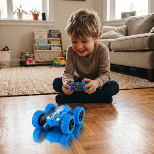 Image of Amazon Brand - Jam & Honey Off Roader Rechargeable Remote Control Car | RC Monster Truck with LED Headlights, Type-C Charging, Anti-Skid Tyres, 120 Ft Range | 2.4GHz Remote Controller - Blue (MT0624)