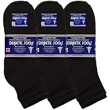 USBingoshop 3 Pairs Mens Physicians Approved Crew Ankle Diabetic Socks Cotton (V-3-PK-DAnkle-Black)