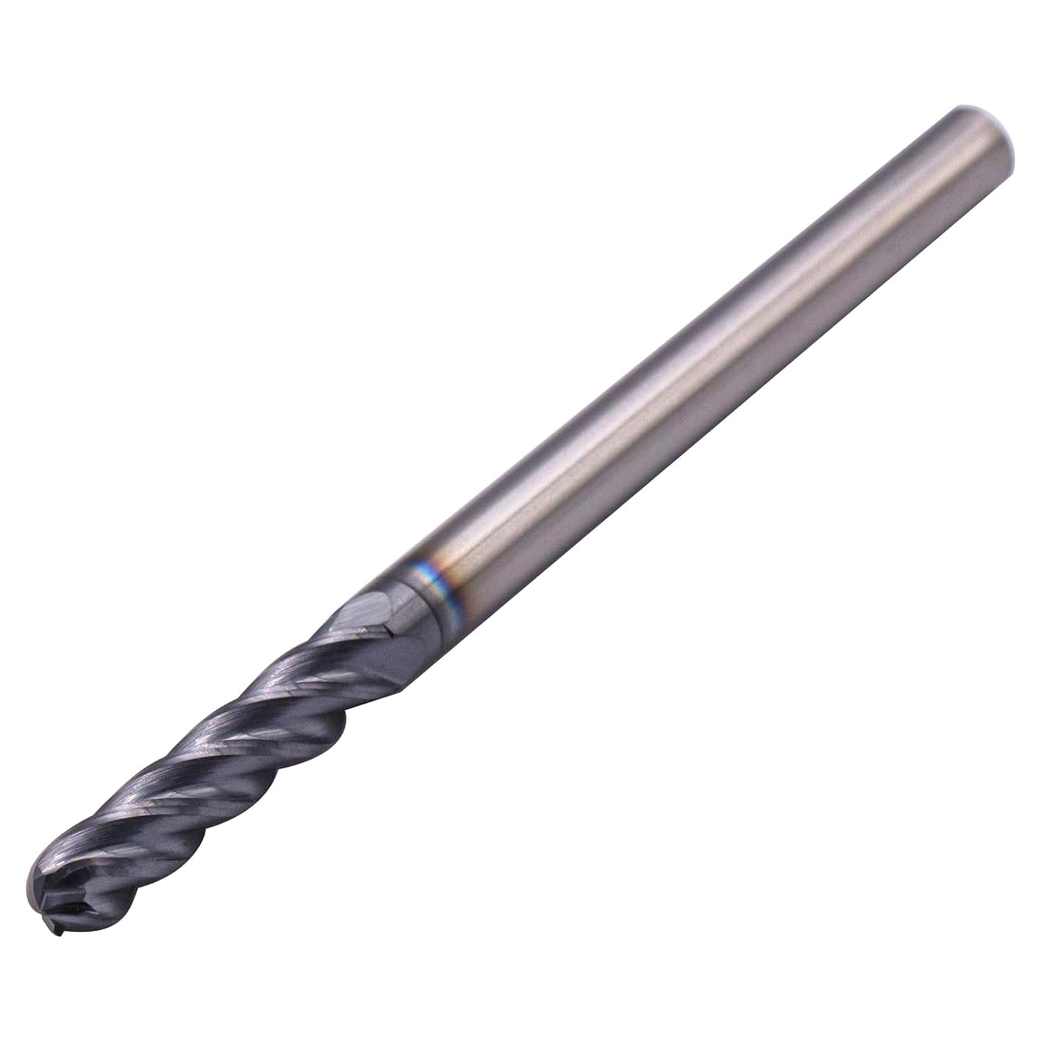 Ball Nose Solid Carbide Long End Mill Cutter(1Pc, 1/4in), AlTiN Coated, 4 Flute, 30° Helix, 1/4" Cutting, 1/4" Shank, 1-1/2" LOC, 4" OAL for Milling Stainless Steel, Hardened Steel, Alloy Steel